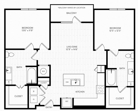 B2 ANSI Floor Plan | 1,185 Sq. Ft. at Aura Stonebridge, Richmond Virginia